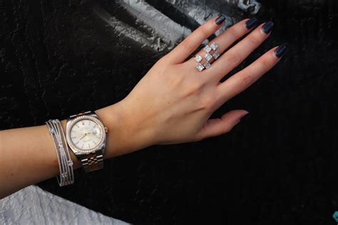 wearing a silver rolex women|how to wear rolex bracelet.